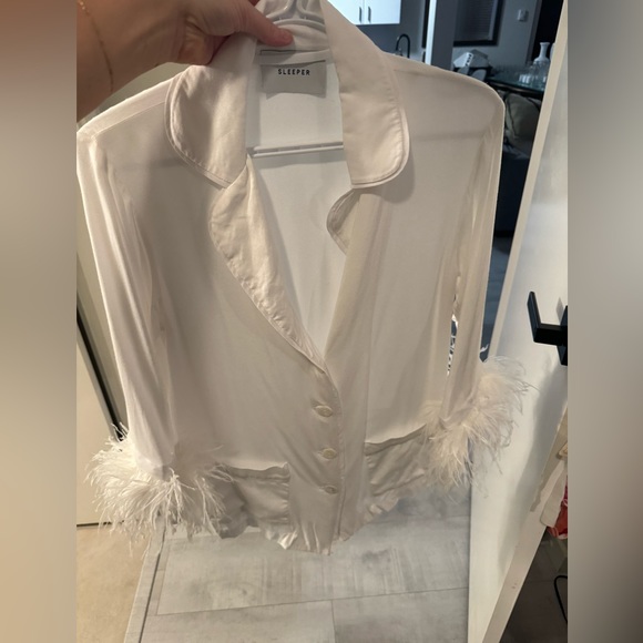 COPY - Sleeper White Bridal Feather PJ Set - Picture 3 of 4